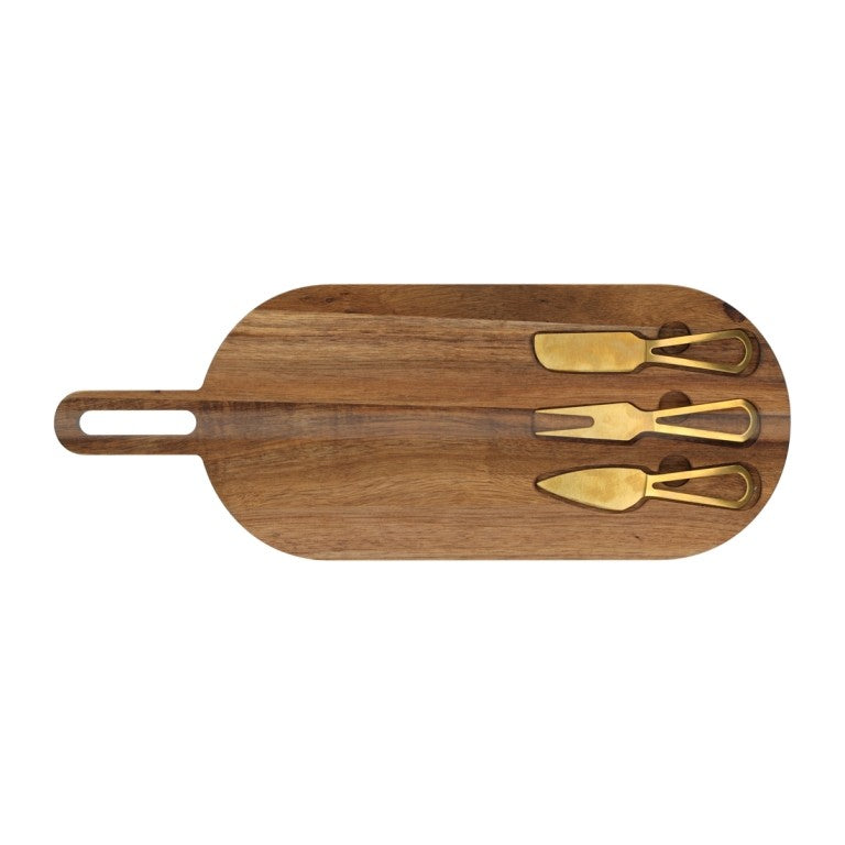 Borrelplank met gouden kaasmesjes