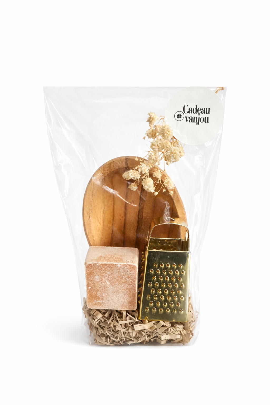 Cadeauset | Amberblokje, minirasp & schaaltje hout