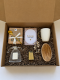 Cadeaubox | Verse thee, gouden theelepel, mok, amberblokje, mini rasp en houten schaaltje
