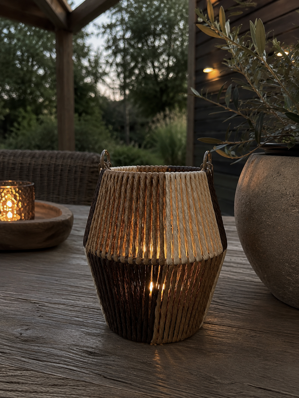 Geur & Sfeer | Cadeaupakket (L) met windlicht, waxinelichtjes, mini rasp goud & amberblokje