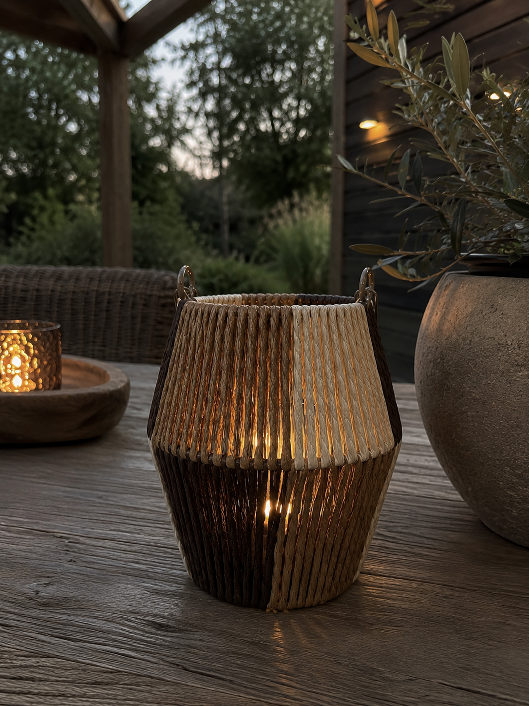 Geur & Sfeer | Cadeaupakket (L) met windlicht, waxinelichtjes, mini rasp goud & amberblokje